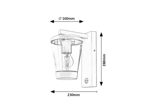Záhradné svietidlo Rabalux 7267 1x40W E27 230V IP44, senzor
